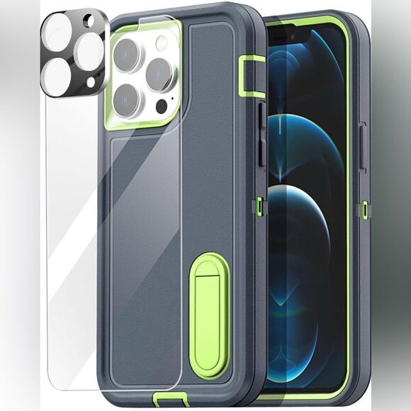 12 Pro Max iPhone Case With Kick Stand With Screen And Lens Protector NIB - Picture 1 of 10